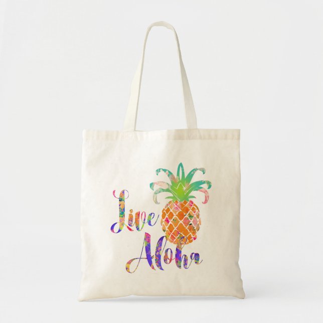 PixDezines Live Aloha Pineapple Tote Bag (Front)