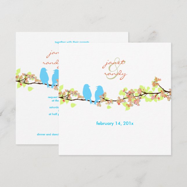 PixDezines LOVE BIRDS/BLUE/DIY BACKGROUND Invitation (Front/Back)