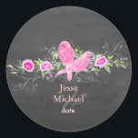PixDezines love birds/chalkboard Classic Round Sticker<br><div class="desc">PixDezines original love birds on colorful blossoms with watercolor background. Customize your own,  add address so it can be used as envelope sealers and return address all in one.

Copyright © 2008-2016 PixDezines.com™ and PixDezines™ on zazzle.com.  All rights reserved.</div>