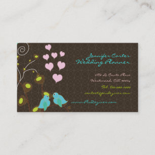 PixDezines love birds+floating hearts/diy colors Business Card