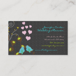 PixDezines love birds+floating hearts/diy colors Business Card