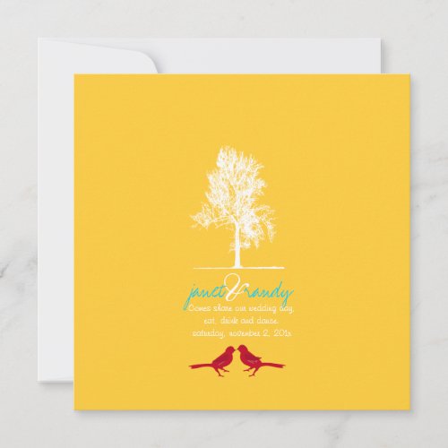 PixDezines Love Birds, Red, Oak Tree/DIY color! Personalized Invitation