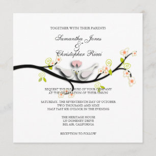 PixDezines Love Birds/White Doves Invitation