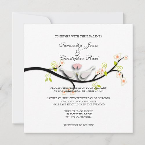 PixDezines Love BirdsWhite Doves Invitation