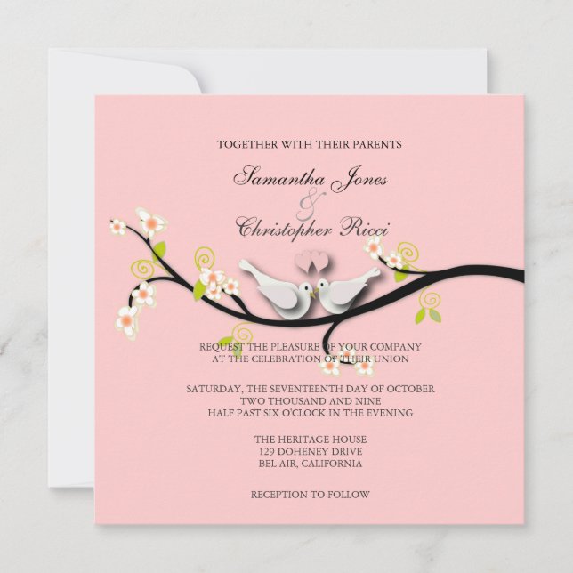 PixDezines love doves/diy background color Invitation (Front)