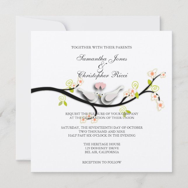 PixDezines love doves/diy background color Invitation (Front)