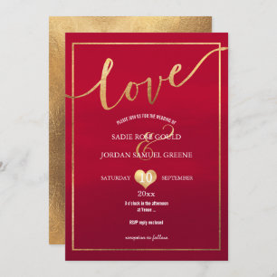 PixDezines Love Faux Gold/Red Velvet Invitation