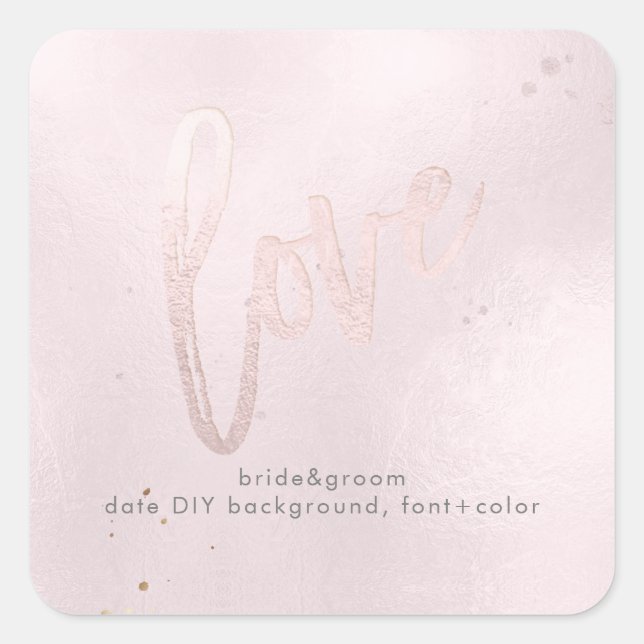 PixDezines love iridescent blush pink Square Sticker (Front)
