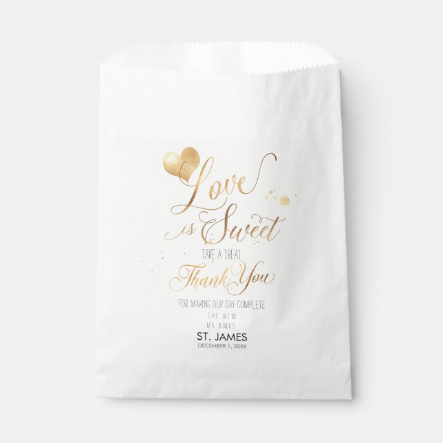 PixDezines LOVE IS SWEET+FAUX GOLD HEART Favor Bag (Front)