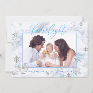 PixDezines Love+ Light Hanukkah Marble Snowflakes Holiday Card