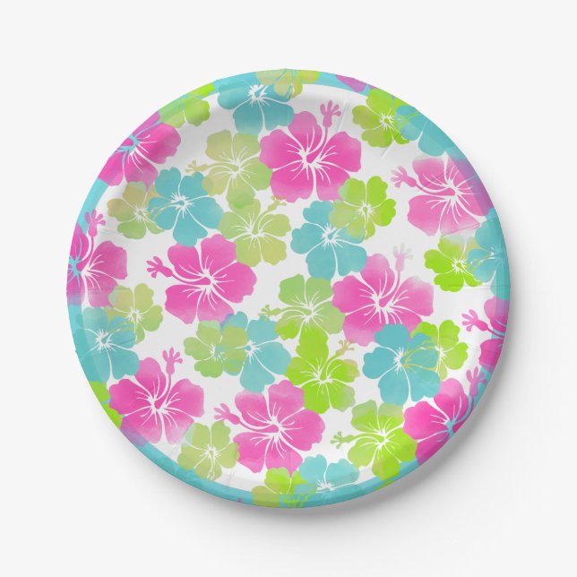 PixDezines luau/hibiscus Paper Plates (Front)