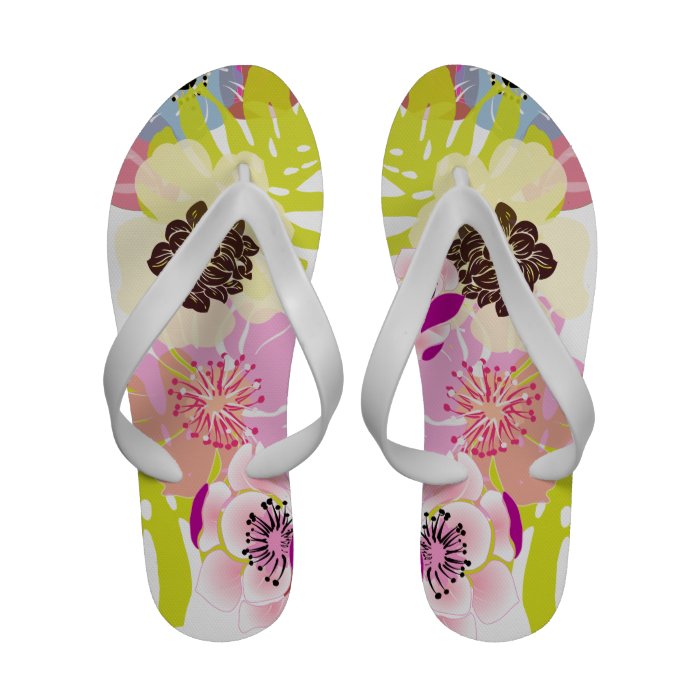PixDezines luau, retro floral Sandals
