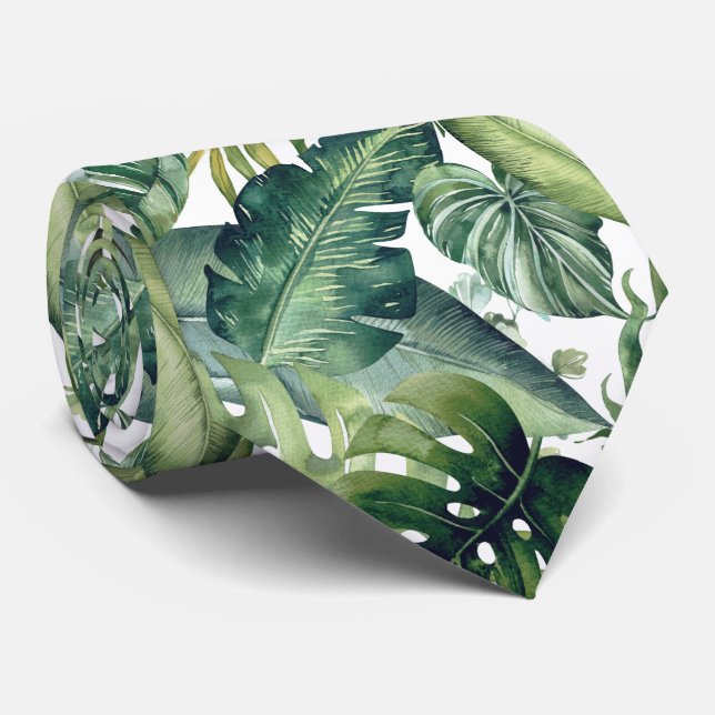 PixDezines Lush Greenery Tropical Foliage Neck Tie (Rolled)