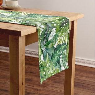 PixDezines Lush Greenery Tropical Foliage Short Table Runner