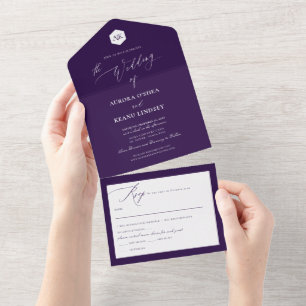PixDezines Luxe Calligraphy DIY Color Aubergine All In One Invitation