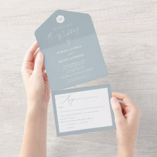 PixDezines Luxe Calligraphy DIY Color Dusty Blue All In One Invitation