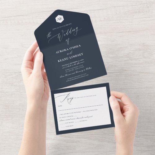 PixDezines Luxe Calligraphy DIY Color Slate Blue All In One Invitation