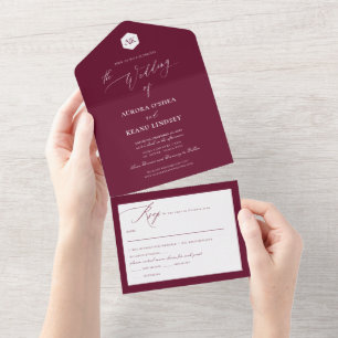 PixDezines Luxe Calligraphy DIY Colors Burgundy All In One Invitation