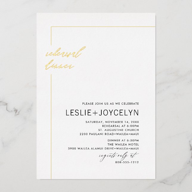 PixDezines Luxe Calligraphy Minimalist  Foil Invitation (Front)