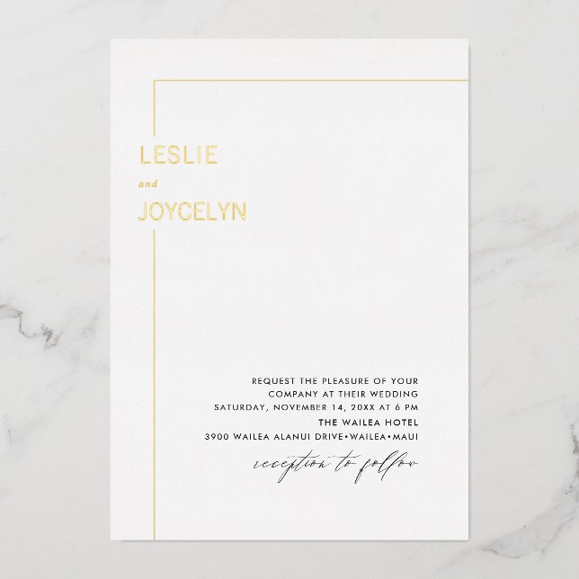 PixDezines Luxe Calligraphy Minimalist Foil Invitation (Front)