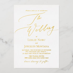 PixDezines Luxe Calligraphy Minimalist Real  Foil  Invitation