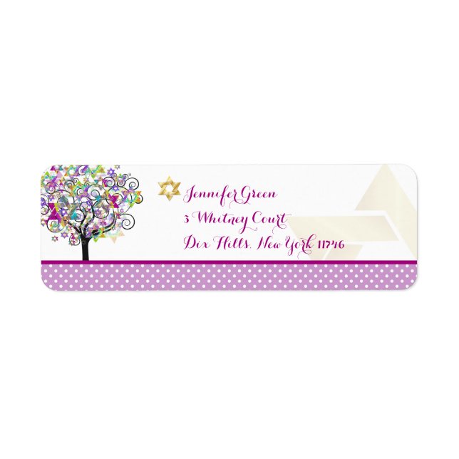 PixDezines Magenta Tree of Life/Bat Mitzvah Label (Front)