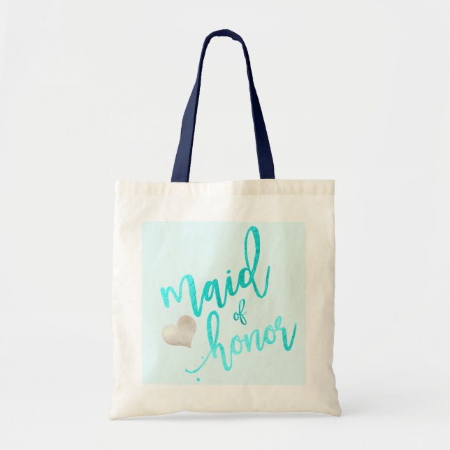 PixDezines Maid of Honor/Faux Foil/Aqua Tote Bag (Front)