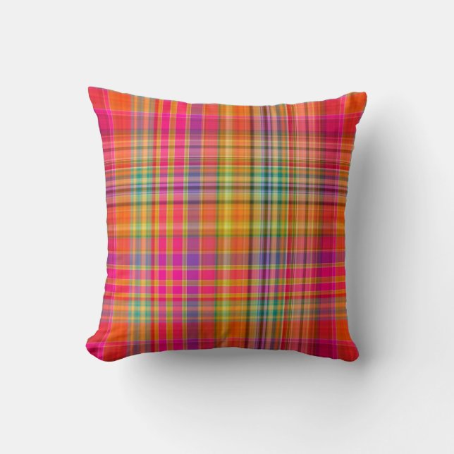 PixDezines malibu plaid Throw Pillow (Front)