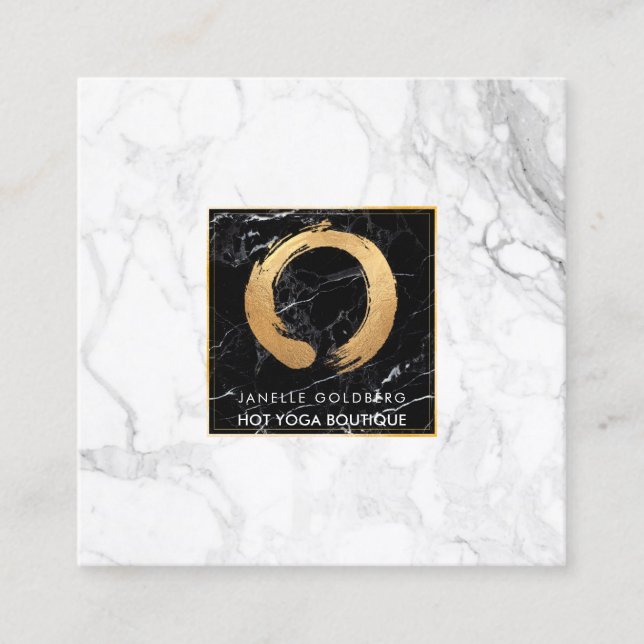 PixDezines Marble/Circle of Life/Faux Gold Square Business Card (Front)