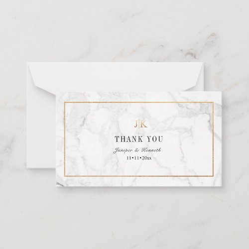 PixDezines Marble Faux Gold Classic Thank You Note Card