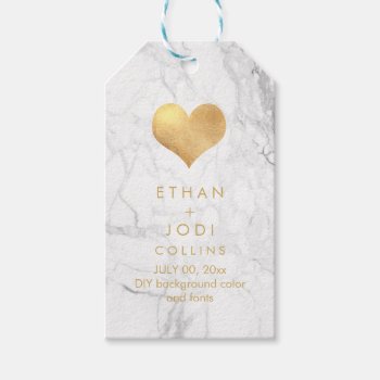 Pixdezines Marble Faux Gold Heart/diy Color Gift Tags by custom_stationery at Zazzle