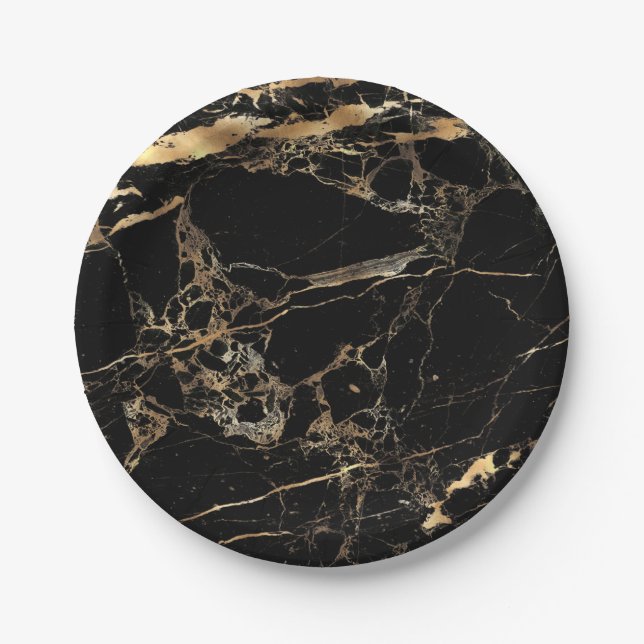 PixDezines Marble/Faux Gold Veins Paper Plates (Front)