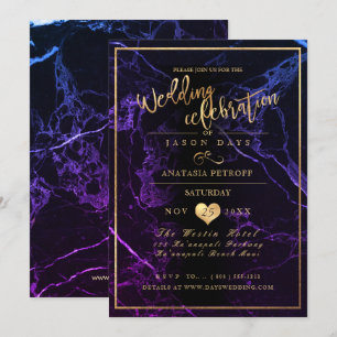 PixDezines Marble/Faux Gold/Wedding Celebration Invitation