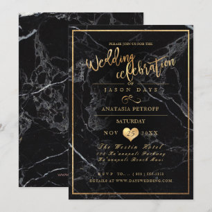 PixDezines Marble/Faux Gold/Wedding Celebration Invitation