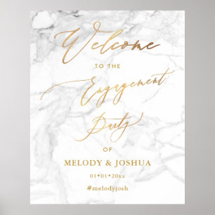 PixDezines Marble+Faux Gold Welcome Engagement Po Poster