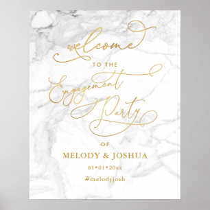 PixDezines Marble+Faux Gold Welcome Engagement Poster