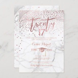 PixDezines Marble Faux Rose Gold 2017 Graduation Invitation