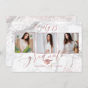 PixDezines Marble Faux Rose Gold 2018 Graduation Invitation