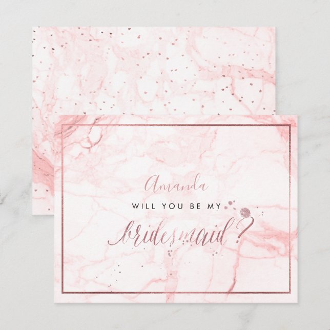 PixDezines Marble+Faux Rose Gold, Bridesmaid Invitation (Front/Back)