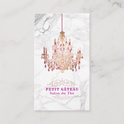 PixDezines MarbleFaux Rose Gold Chandelier Business Card