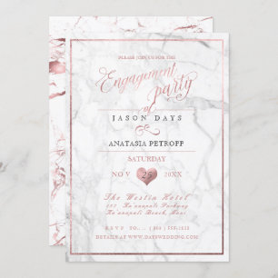 PixDezines Marble/Faux Rose Gold/Engagement Invitation