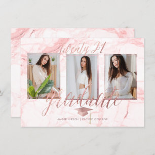 PixDezines Marble Faux Rose Gold Graduation Invita Invitation