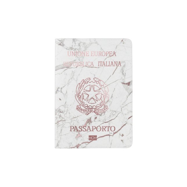 PixDezines Marble/Faux Rose Gold/Italian Passport Holder (Front)