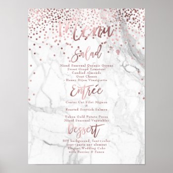 Pixdezines Marble/faux Rose Gold/menu Poster by custom_stationery at Zazzle