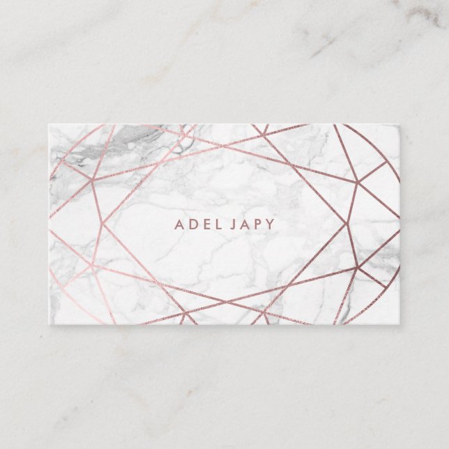PixDezines Marble+Faux Rose Gold Oval  Gem Cut Business Card (Front)