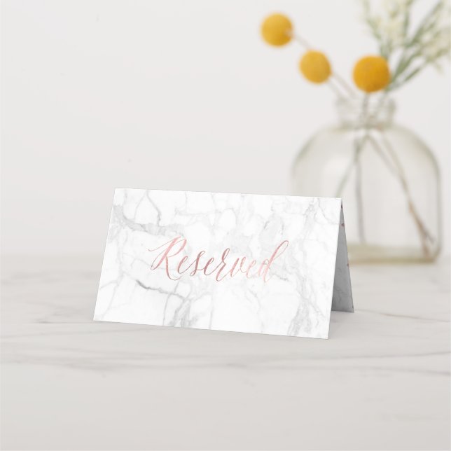PixDezines Marble Faux Rose Gold Reserved card (Front)