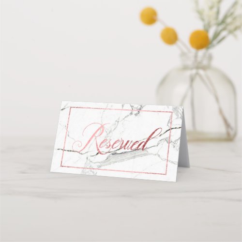 PixDezines MarbleFaux Rose Gold Reserved Sign Place Card