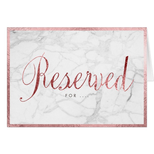PixDezines Marble+Faux Rose Gold/Reserved Table Cards (Front Horizontal)