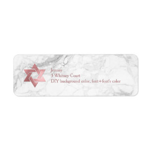 PixDezines Marble Faux Rose Gold Star of Daivd Label