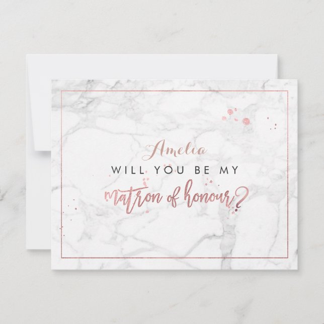 PixDezines Marble /Faux Rose Gold Will you be. Invitation (Front)